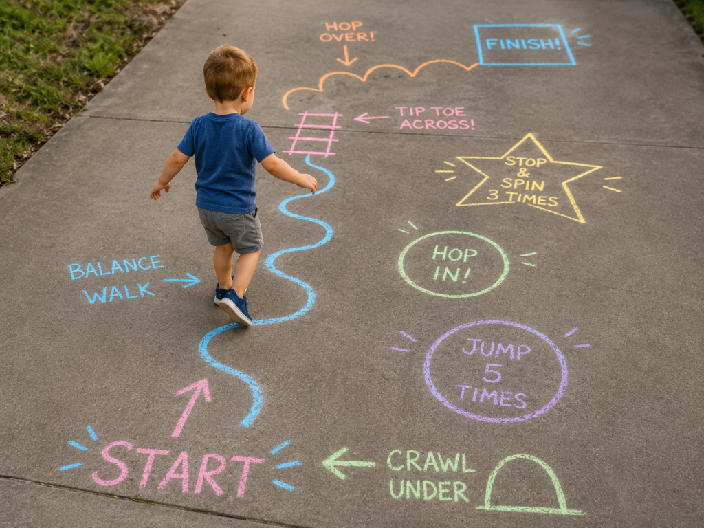 Sidewalk Chalk Obstacle Course